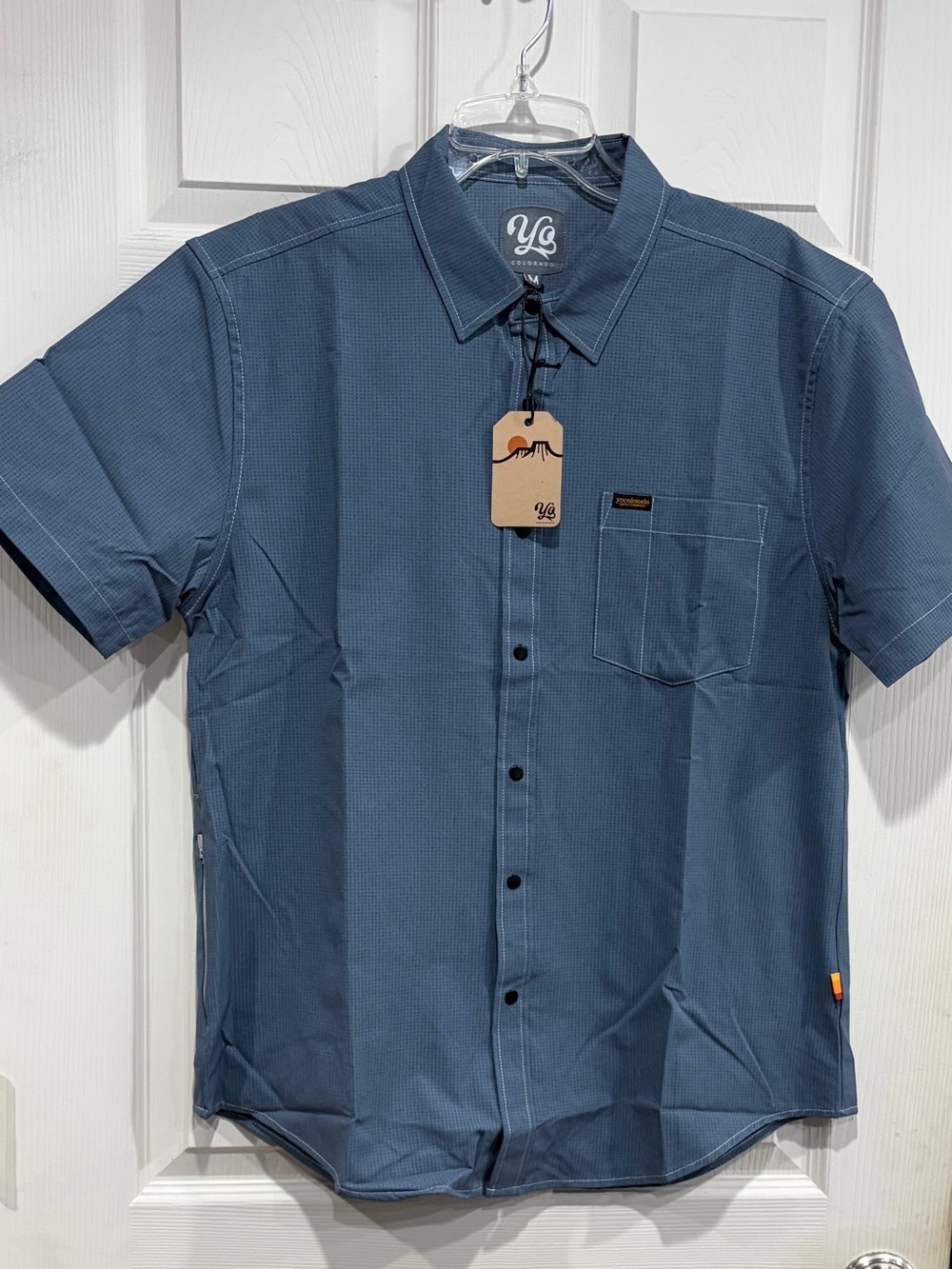 Yo Colorado Men's Medium Enduro Slate Blue Tech Shirt NWT Stretch Fabric Mesh